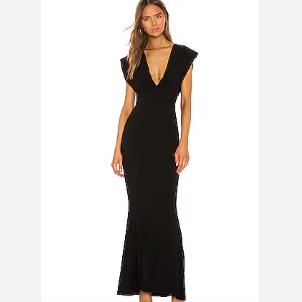 Norma Kamali NEW V Neck Rectangle Gown Black NWT Sm